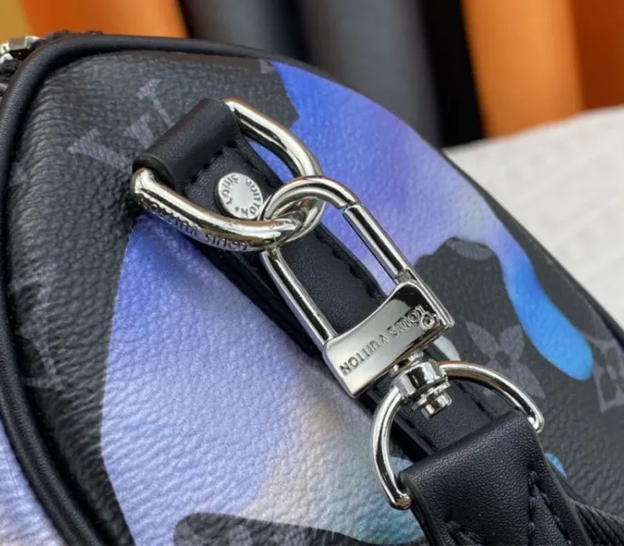 Louis Vuitton Monogram Eclipse Keepall Bandouliere 25 Travel Bag In Blue And Purple Sunrise — image 7