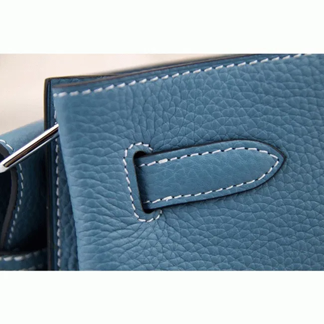 Jean Blue Leather Hermes So Kelly 22cm Casual Handbag — image 7