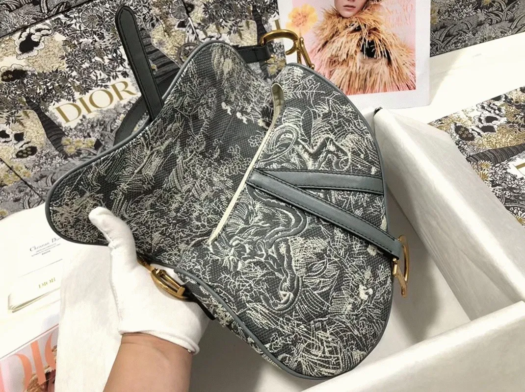 Dior Saddle Bag in Grey Toile de Jouy Reverse Jacquard — image 9