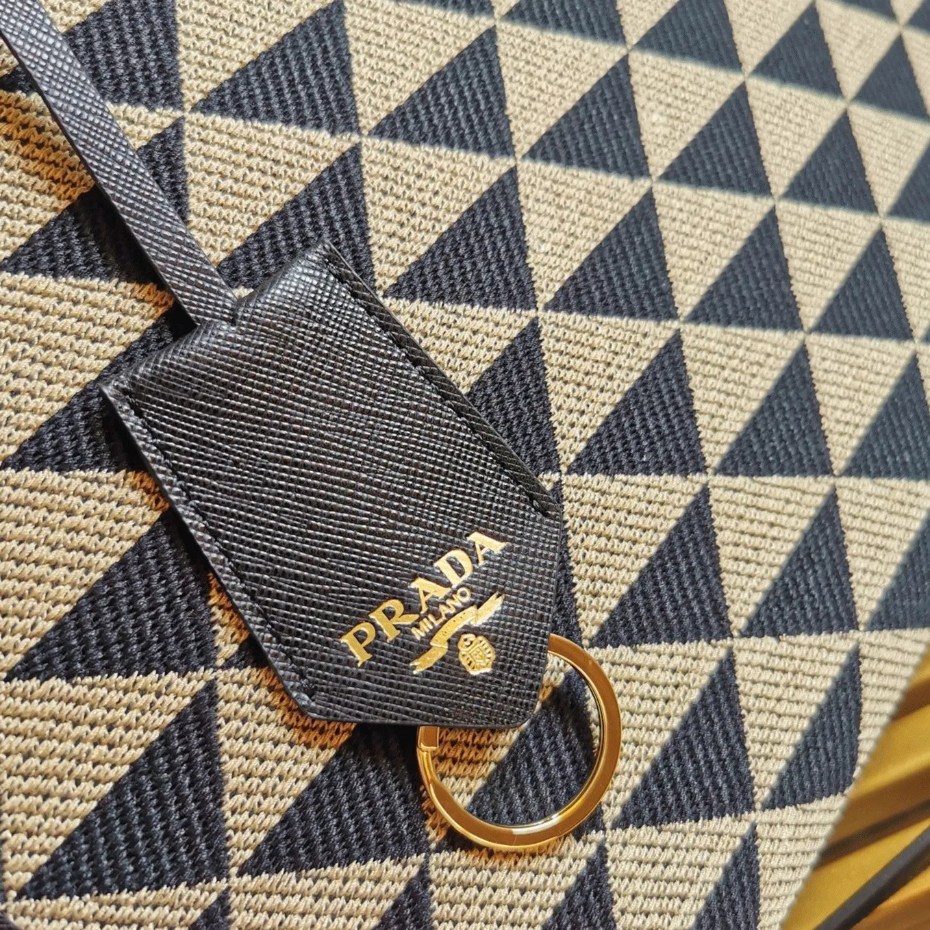 Prada Symbole Small Bag in Black/Beige Jacquard Fabric — image 2