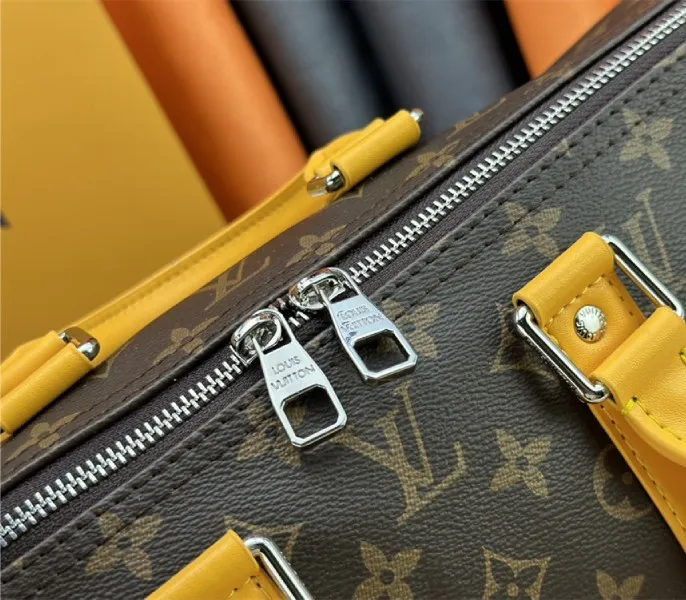 Louis Vuitton Monogram Macassar Canvas Keepall Bandouliere 35 In Safran Yellow — image 7