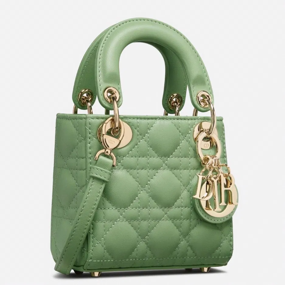 Dior Lady Dior Micro Bag Knockoff in Mint Cannage Lambskin