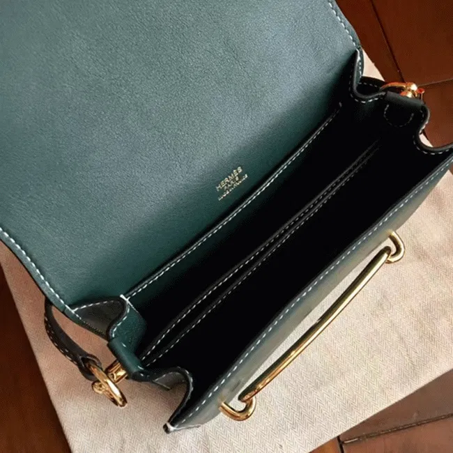 Best Knockoff Hermes Mini Sac Roulis Handbag Green — image 4