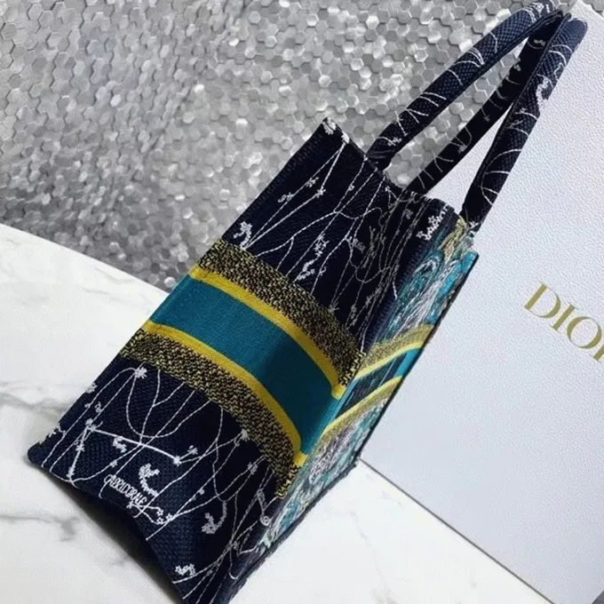 Dior Medium Book Tote Bag Imitation in Blue Dior Constellation Embroidery — image 4