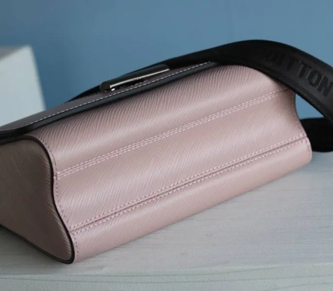 Louis Vuitton Epi Leather Twist MM Bag In Rose Ballerine Pink With Jacquard Strap — image 6