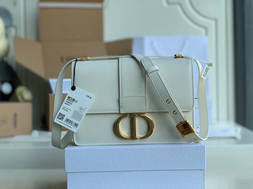 Dior 30 Montaigne Medium Bag in White Box Calfskin — image 6