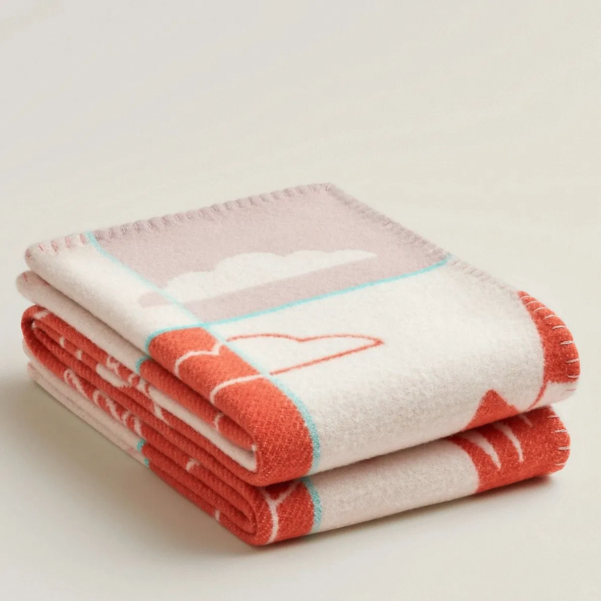 Hermes Avalon Epopee blanket in mandarine wool and cashmere