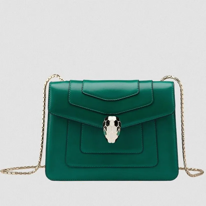 Bvlgari Serpenti Forever Small Crossbody Bag Green Leather