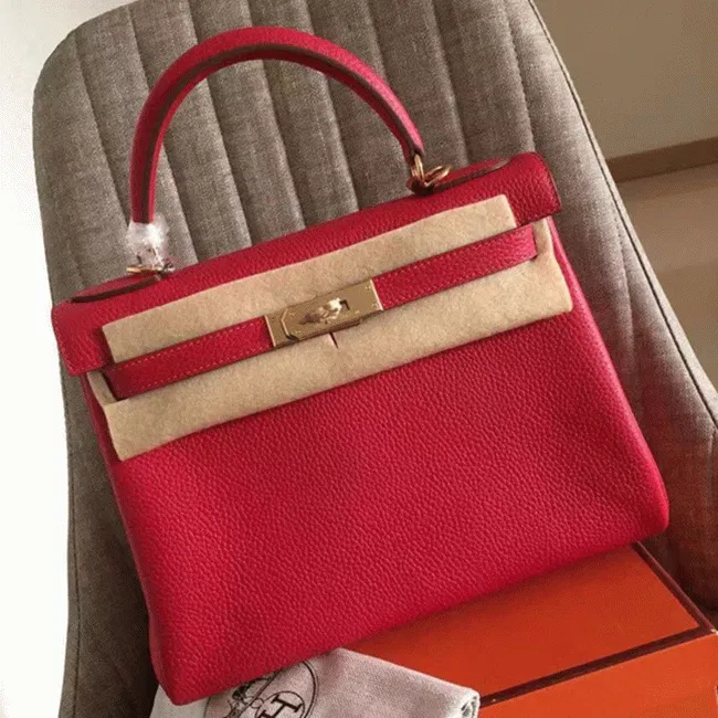 Red Clemence Hermes Kelly Retourne 32cm Vibrant Purse