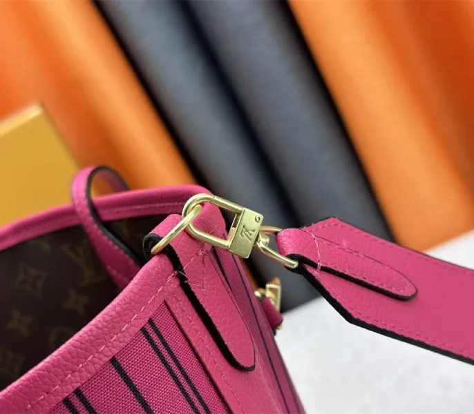 Louis Vuitton Neverfull Bandouliere Inside Out MM Tote In Monogram Canvas And Rose Pondichery Textile — image 7