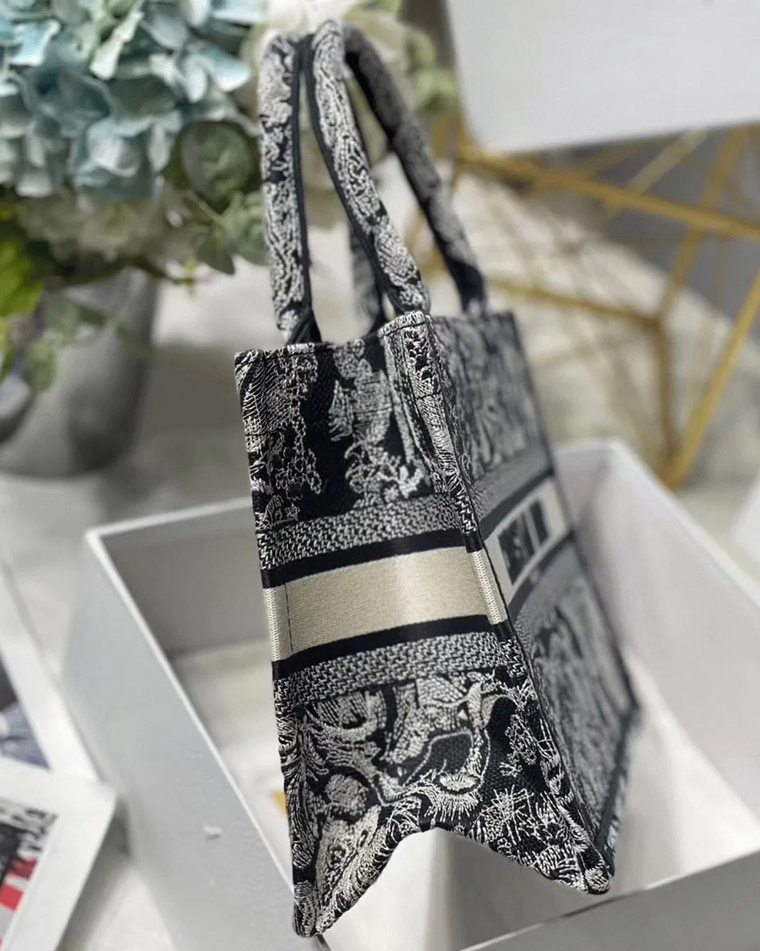 Dior Small Book Tote Bag Knockoff in Blue Toile de Jouy Reverse Embroidery — image 7