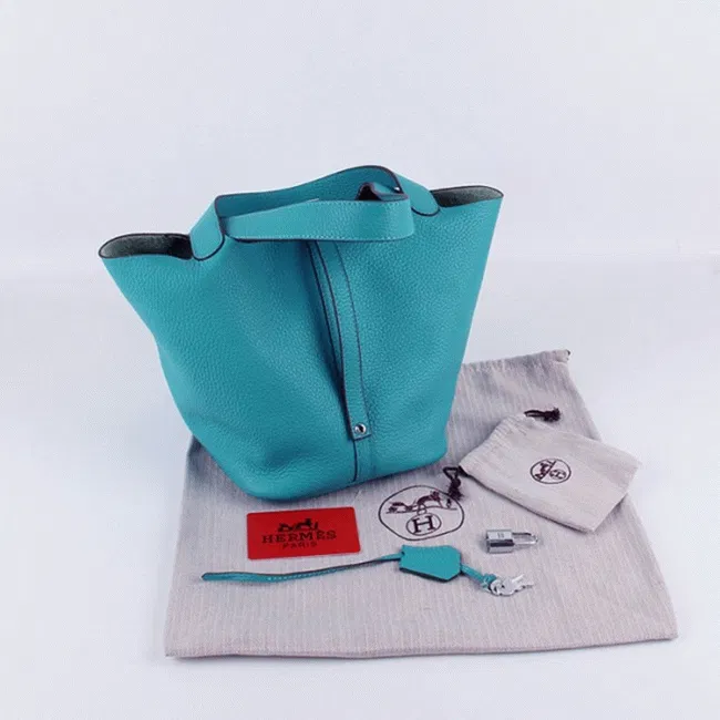 Turquoise Hermes Picotin Lock handbag — image 2