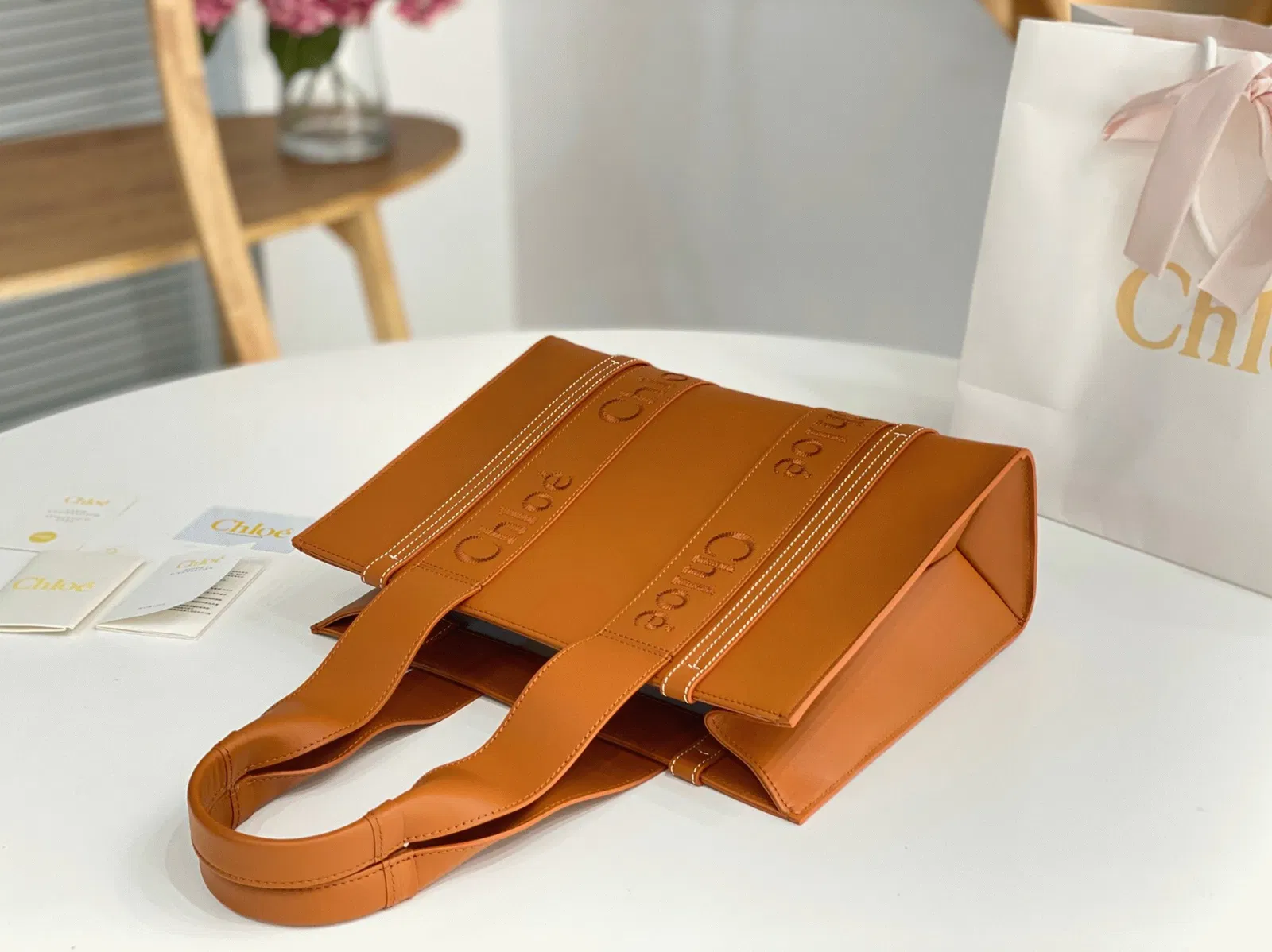 Top Quality Chloe Woody Medium Tote Bag In Brown Calfskin — image 9