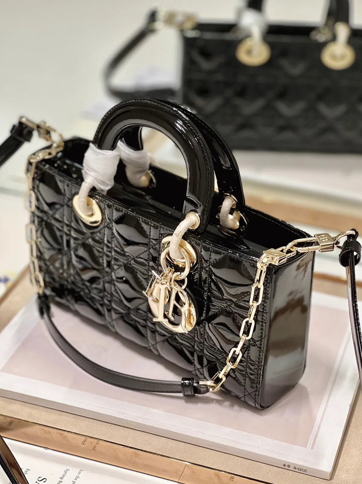Dior Lady D-Joy Medium Bag in Black Patent Cannage Calfskin — image 10