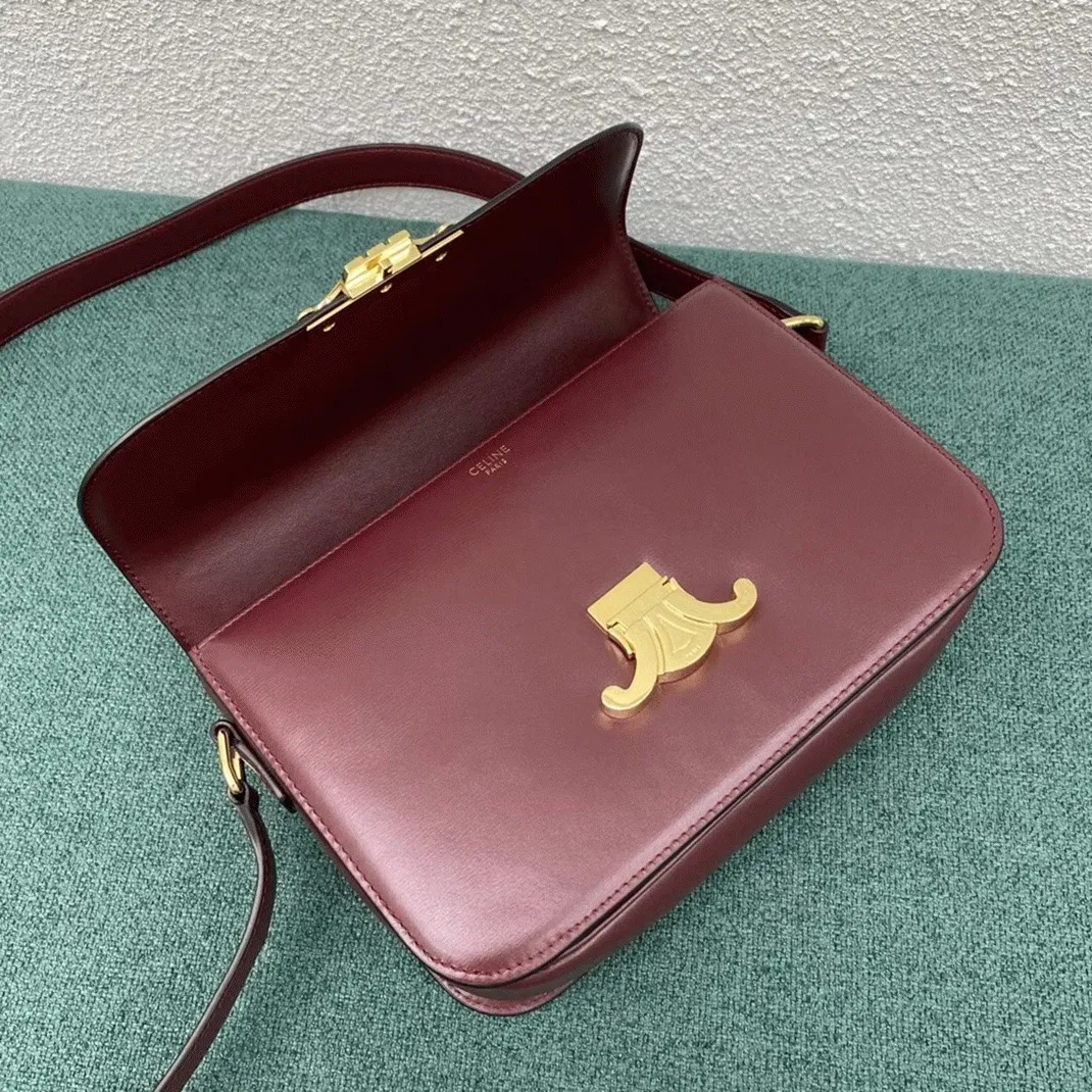 Top Quality Celine Triomphe Medium Bag In Bordeaux — image 12