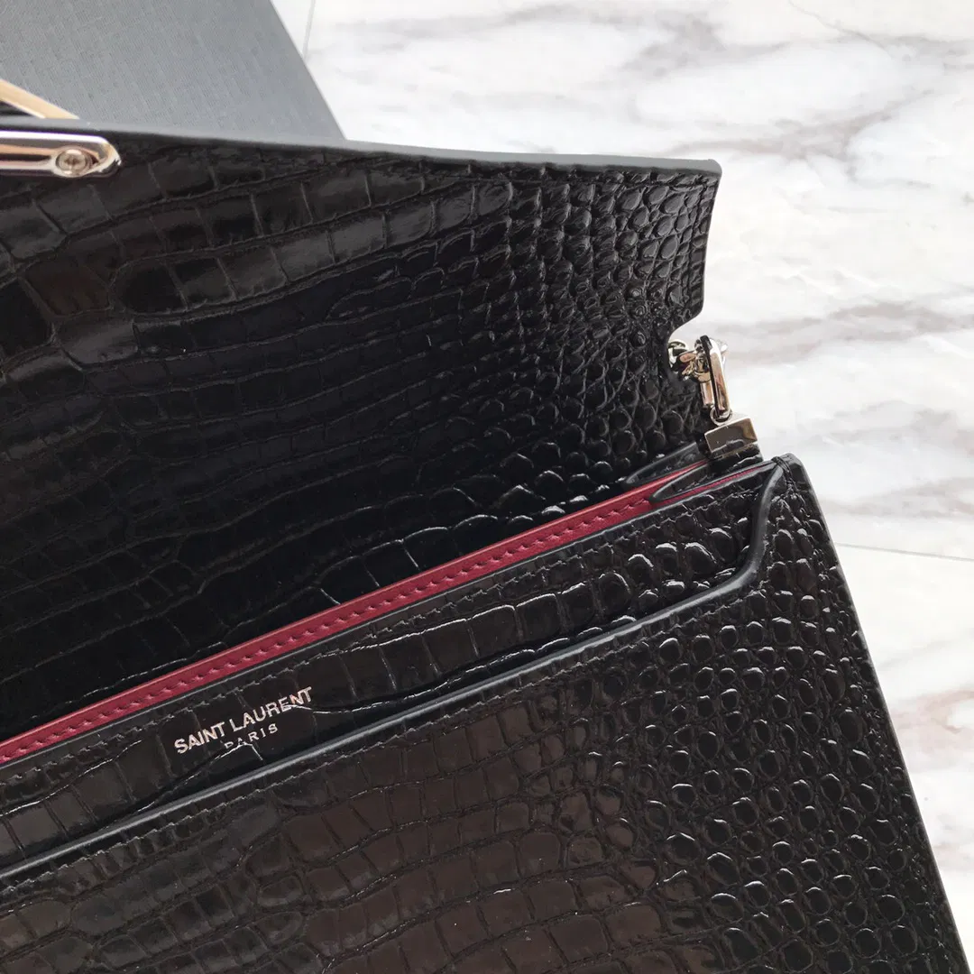 CASSANDRA MONOGRAM CLASP BAG IN CROCODILE EMBOSSED SHINY LEATHER — image 8