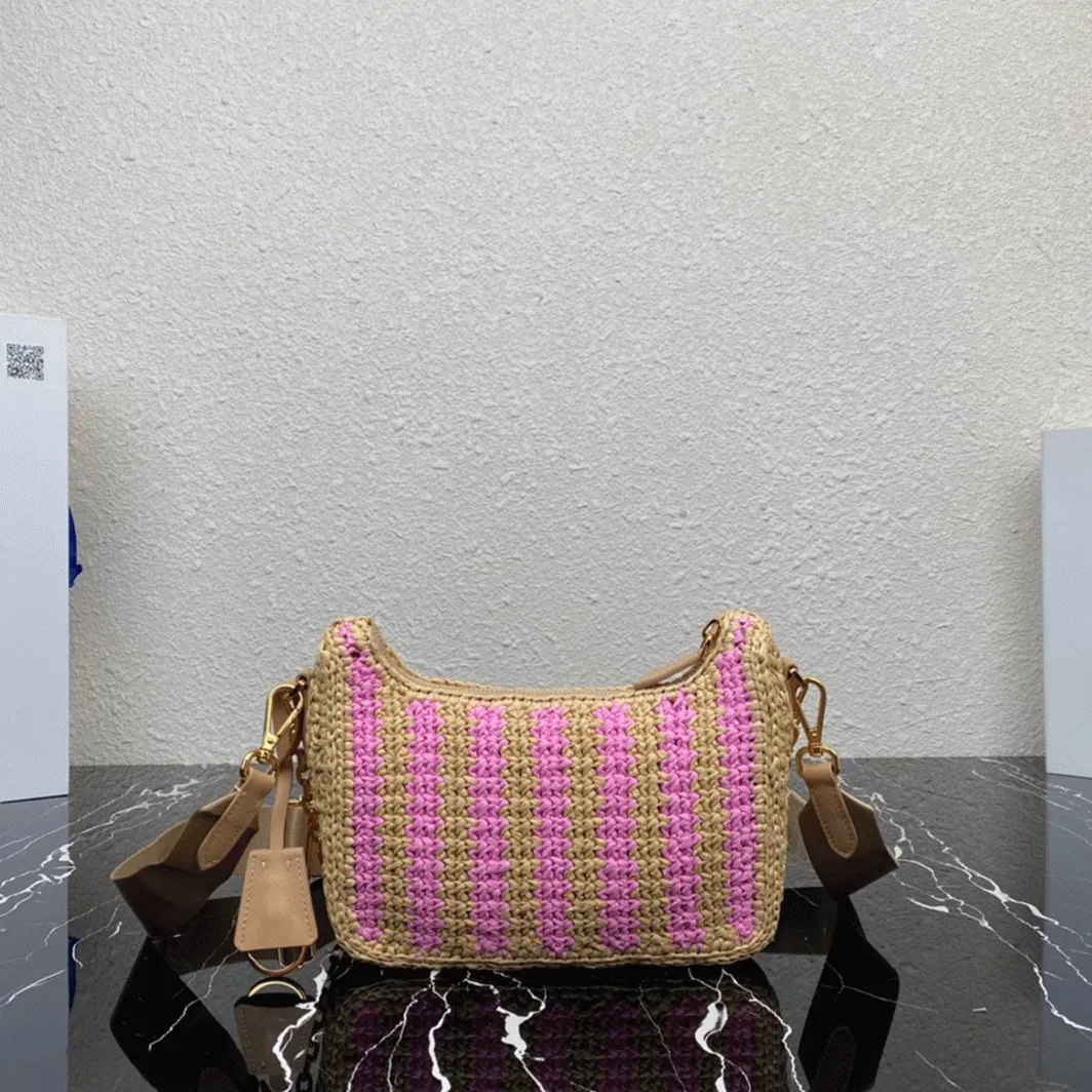 Prada Re-Edition Bag Knockoff in Beige and Pink Stripe — image 8