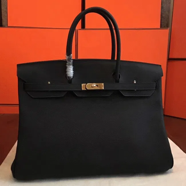 Black Hermes Birkin 40cm Oversized Handbag