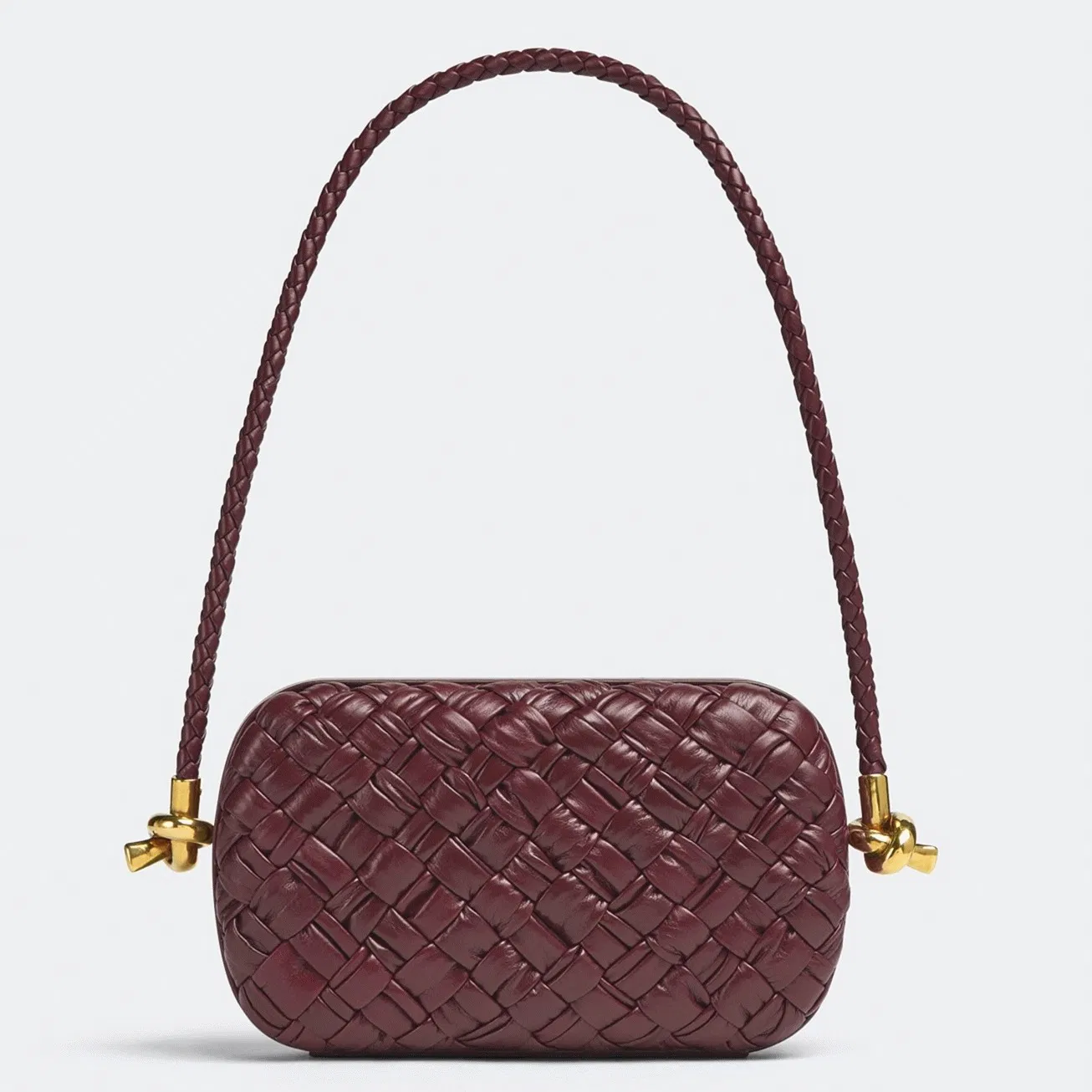 Bottega Veneta Knot Minaudiere On Strap Barolo Foulard Intreccio