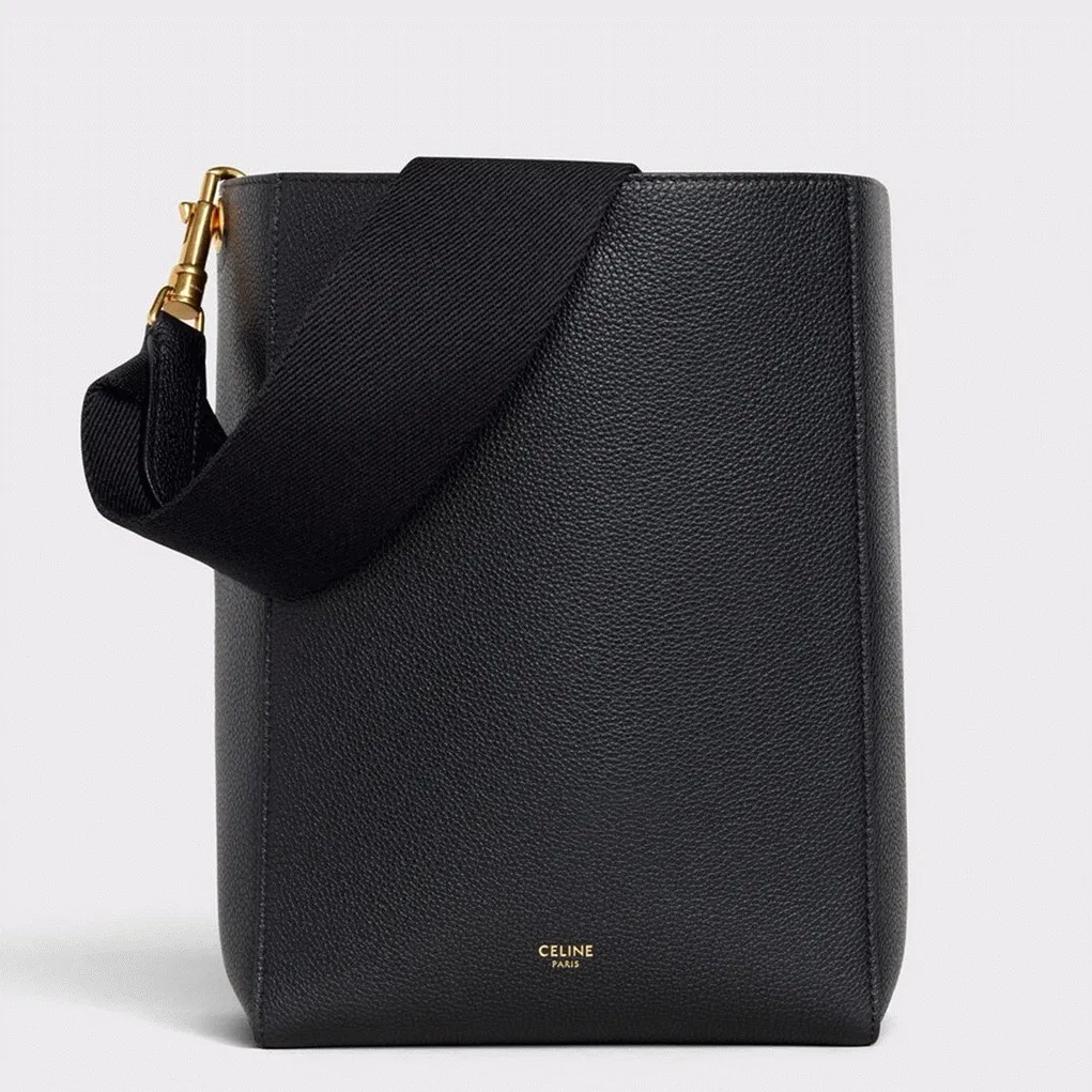 Top Quality Celine Sangle Small Bucket Bag In Black Calfskin