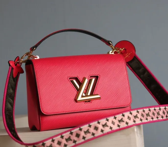Louis Vuitton Epi Leather Twist MM Handbag In Red With Embroidered Strap — image 2