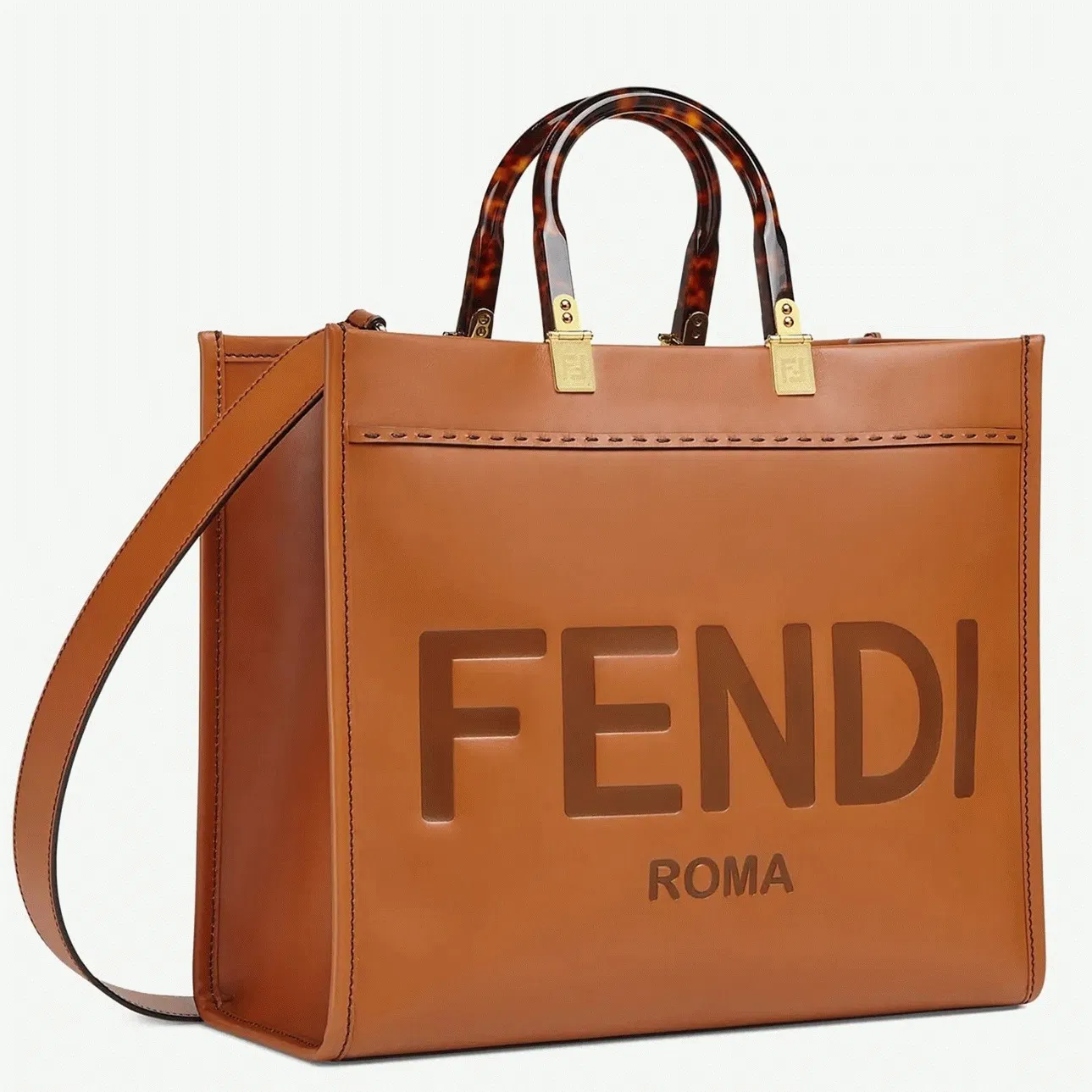 Top Quality Fendi Sunshine Medium Tote Bag In Brown Calfskin