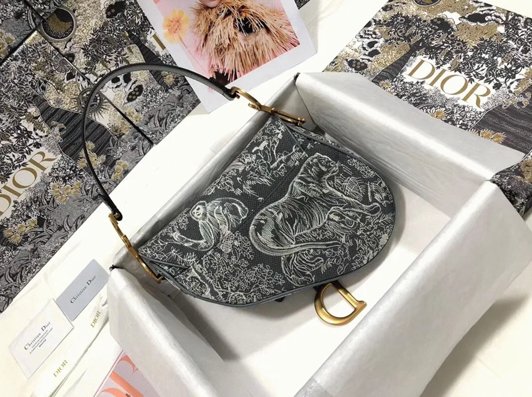 Dior Saddle Bag in Grey Toile de Jouy Reverse Jacquard — image 8