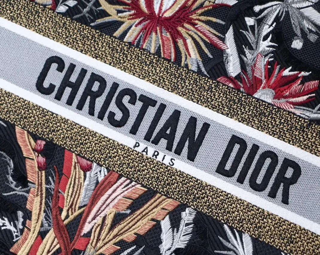 Dior Medium Book Tote in Black Camouflage with Multicolored — image 6