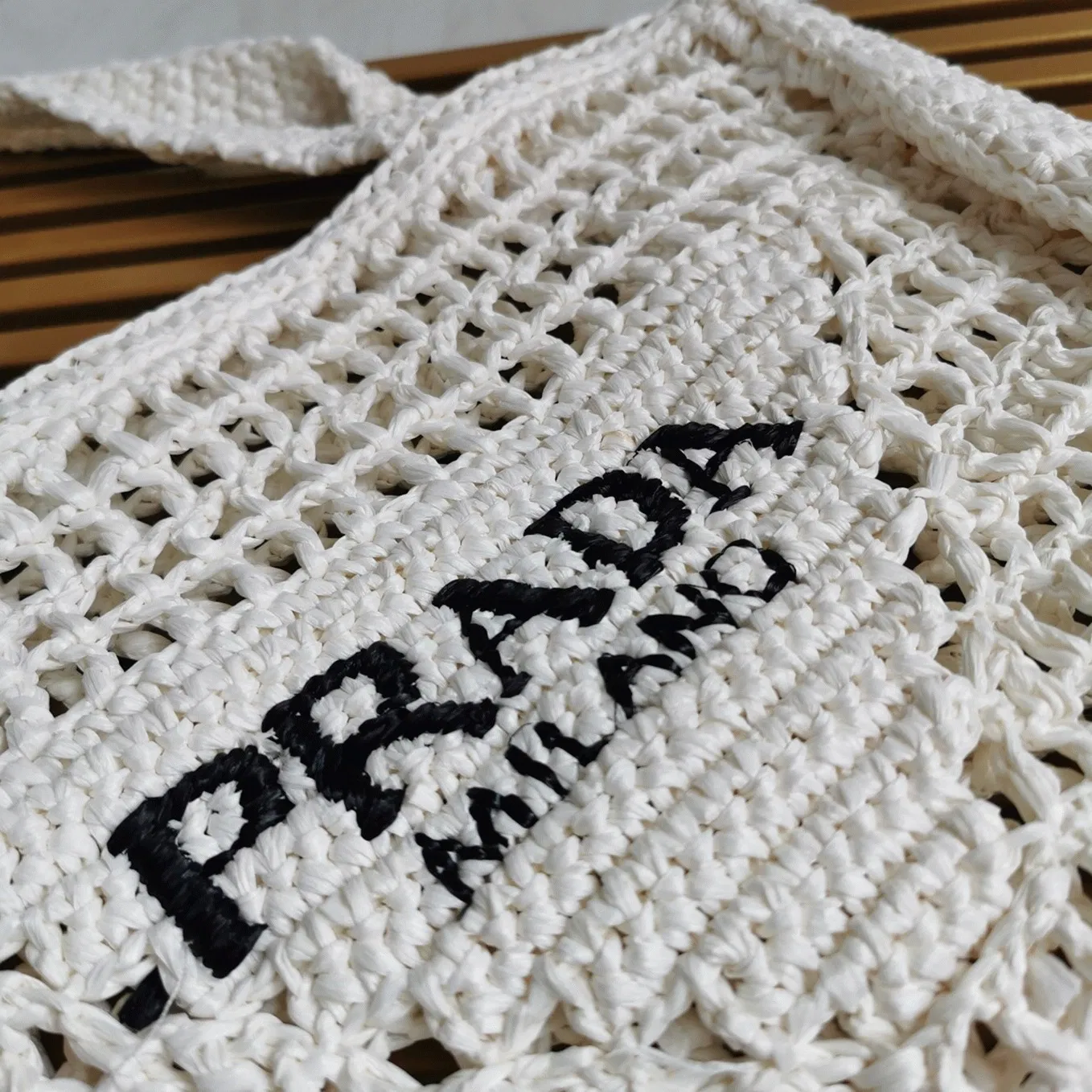 Prada Small Tote Bag Best in White Woven Raffia — image 7