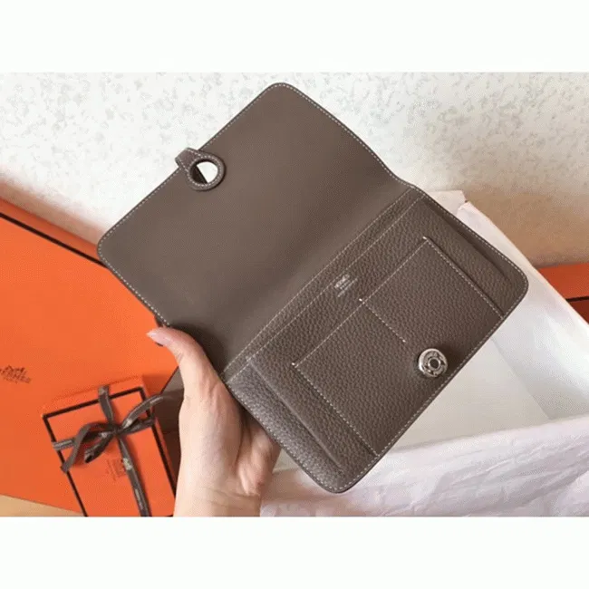 Black taupe knockoff Hermes Dogon duo wallet — image 7