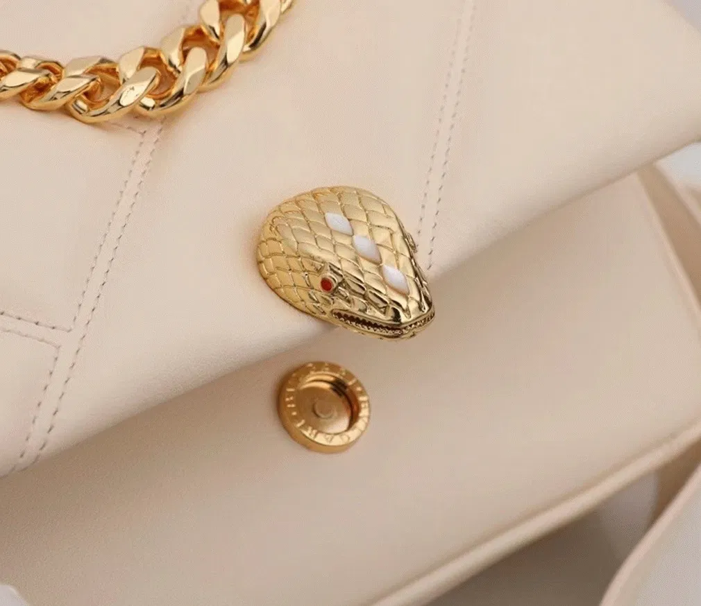 Knockoff Bvlgari Serpenti Cabochon Small Bag White Leather — image 9