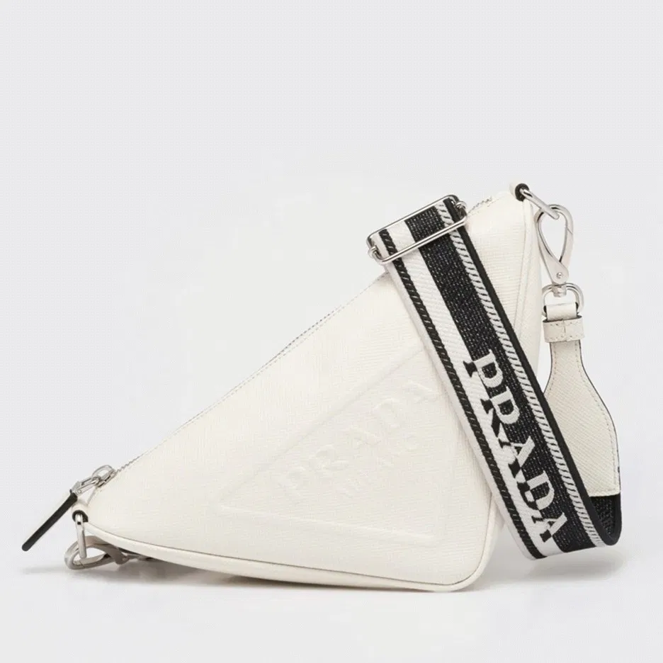 Prada Triangle Shoulder Bag in White