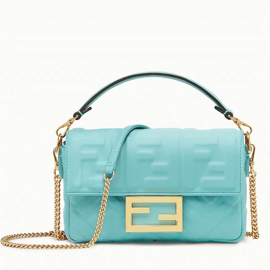 Top Quality Fendi Small Baguette Bag In Blue FF