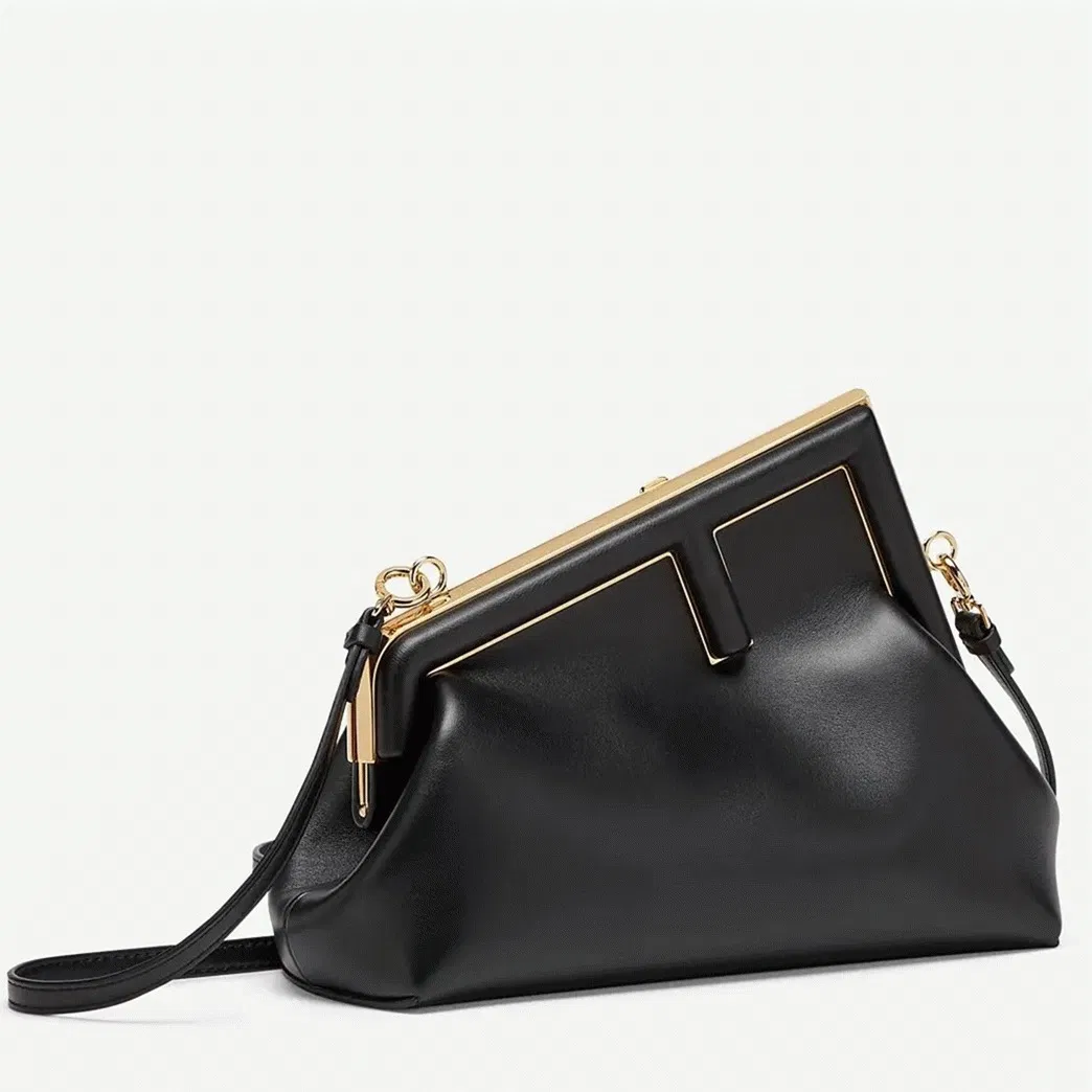 Top Quality Fendi First Medium Bag In Black Nappa Leather