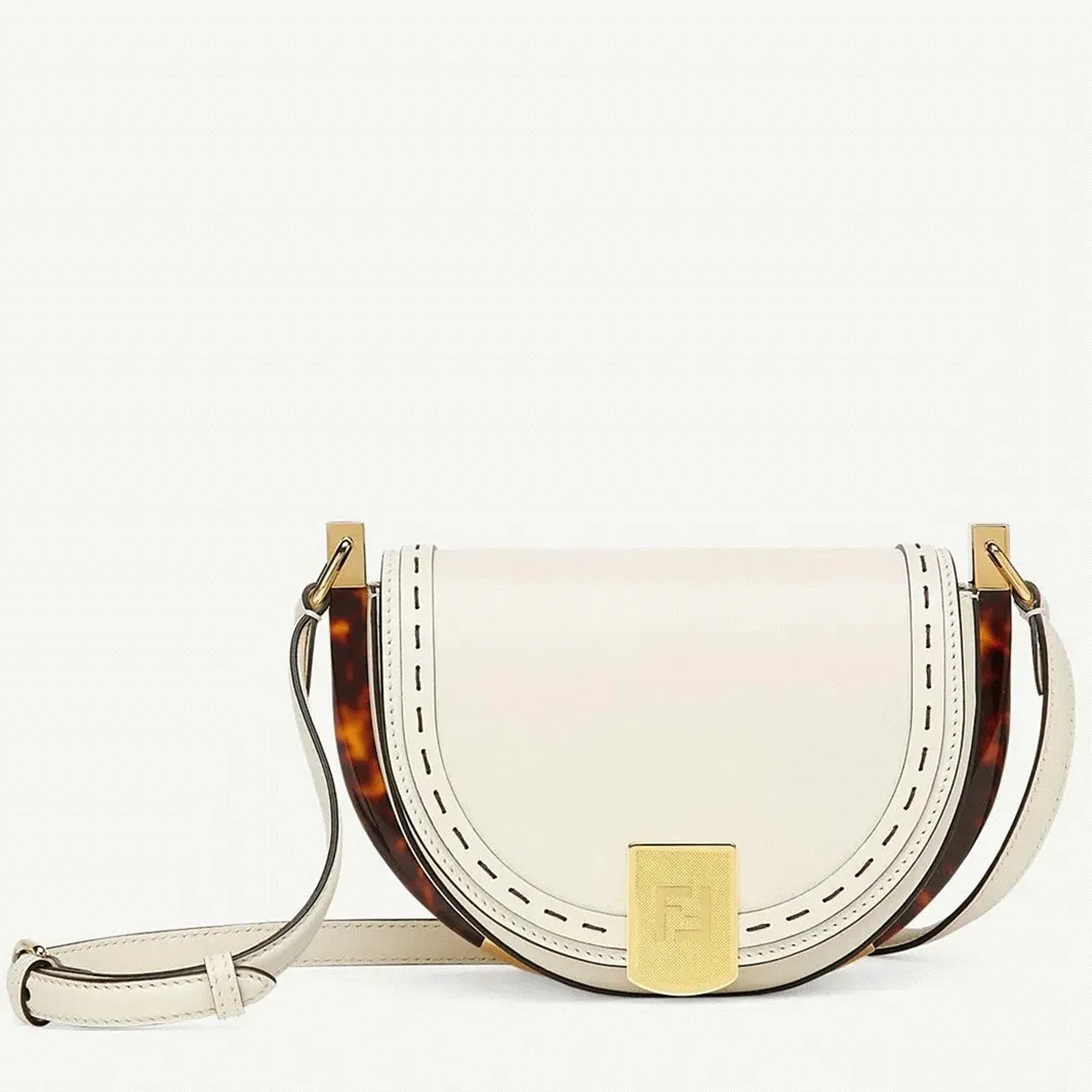 Top Quality Fendi Moonlight Saddle Bag In White Calfskin