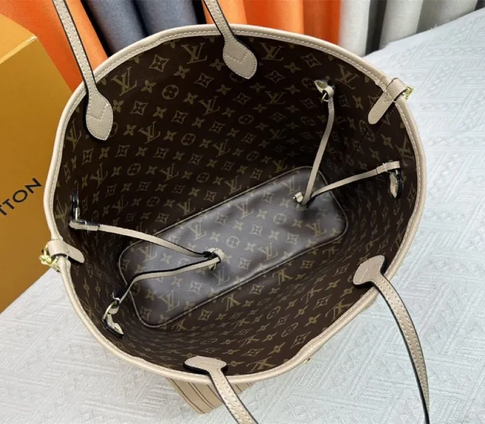 Louis Vuitton Neverfull Bandouliere Inside Out MM Tote In Monogram Canvas And Beige Textile And Leather — image 8