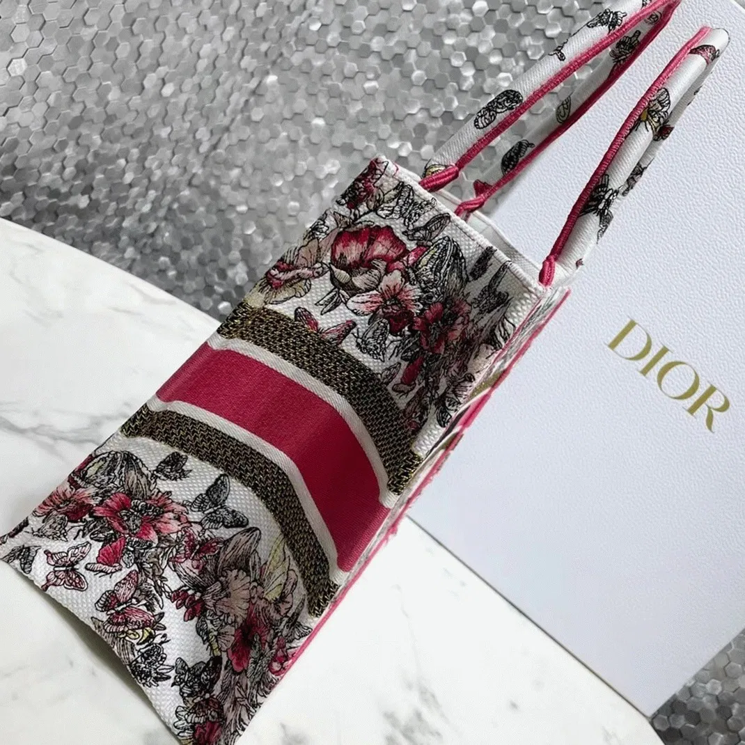 Dior Medium Book Tote Bag in Multicolor Butterfly Embroidery — image 6
