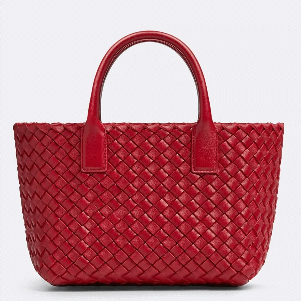 Top Quality Bottega Veneta Cabat Mini Bag In Red Intrecciato Lambskin