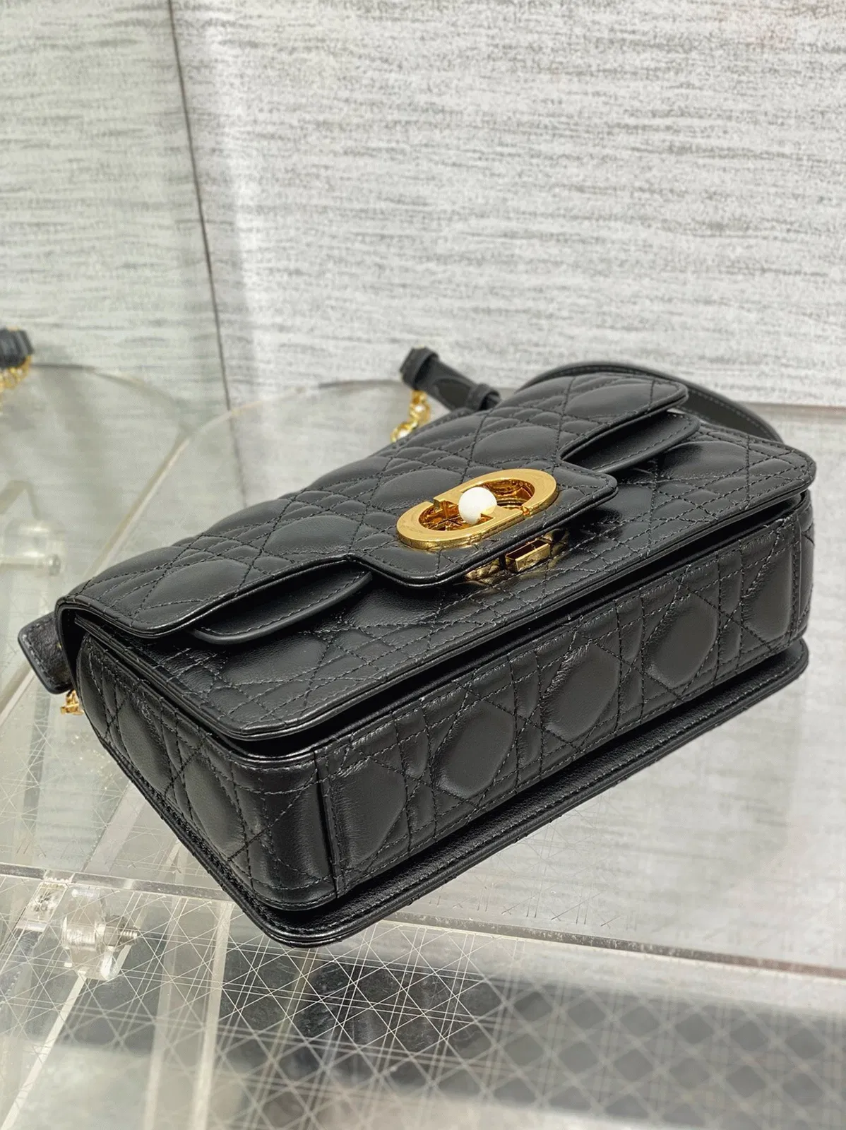 Dior Small Jolie Top Handle Bag in Black Cannage Calfskin — image 10