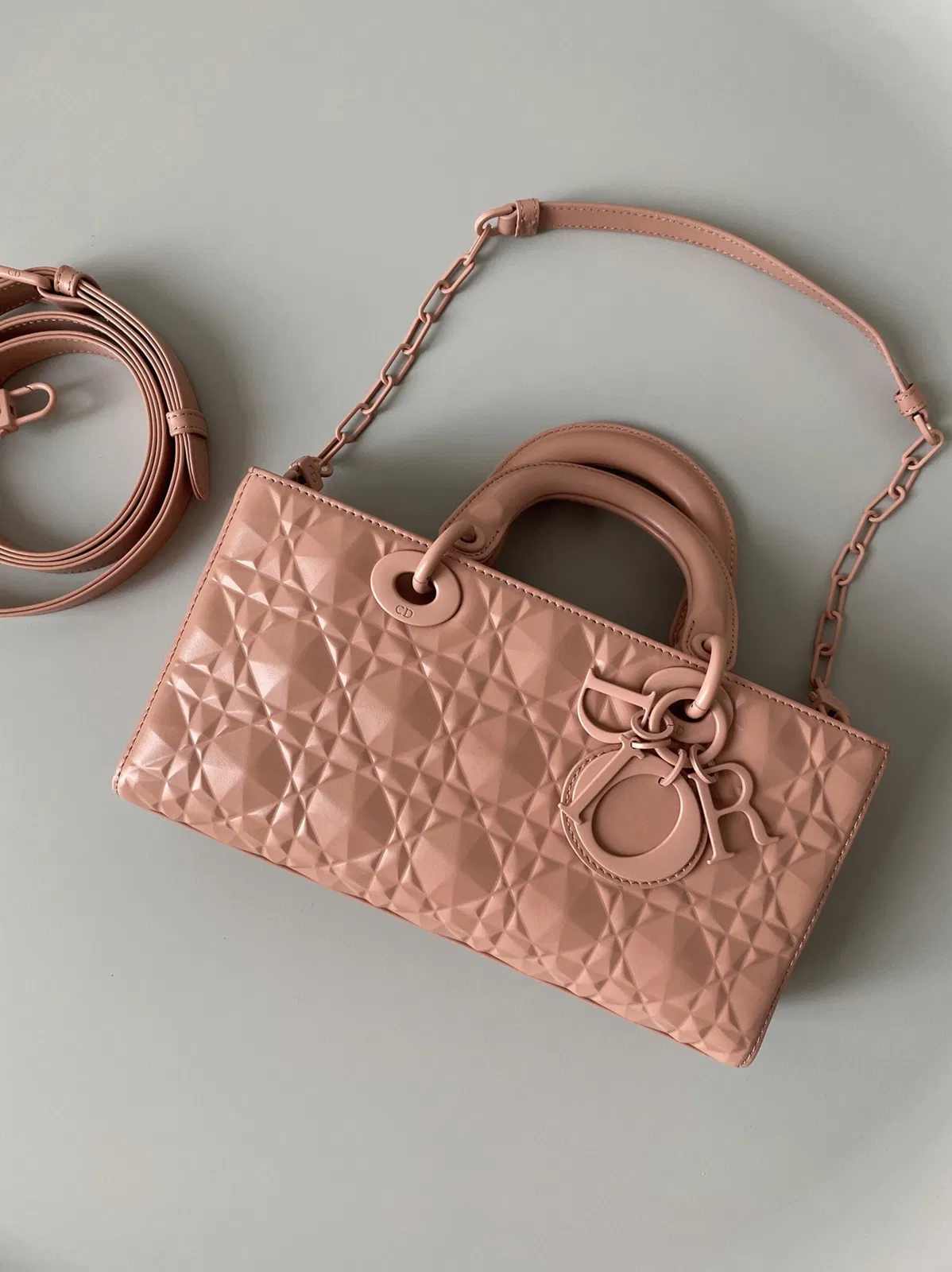 Dior Lady D-Joy Medium Bag in Nude Calfskin with Diamond Motif — image 9