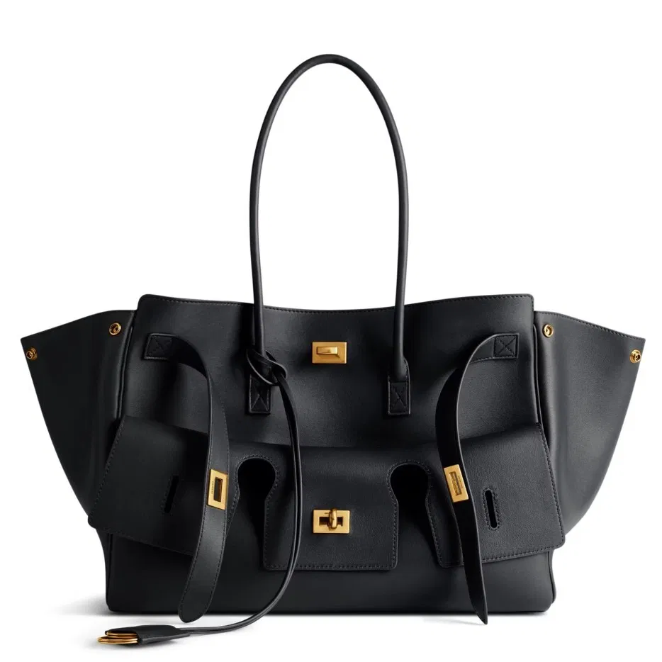 Knockoff Balenciaga Bel Air Carry All Medium Bag Black Calfskin