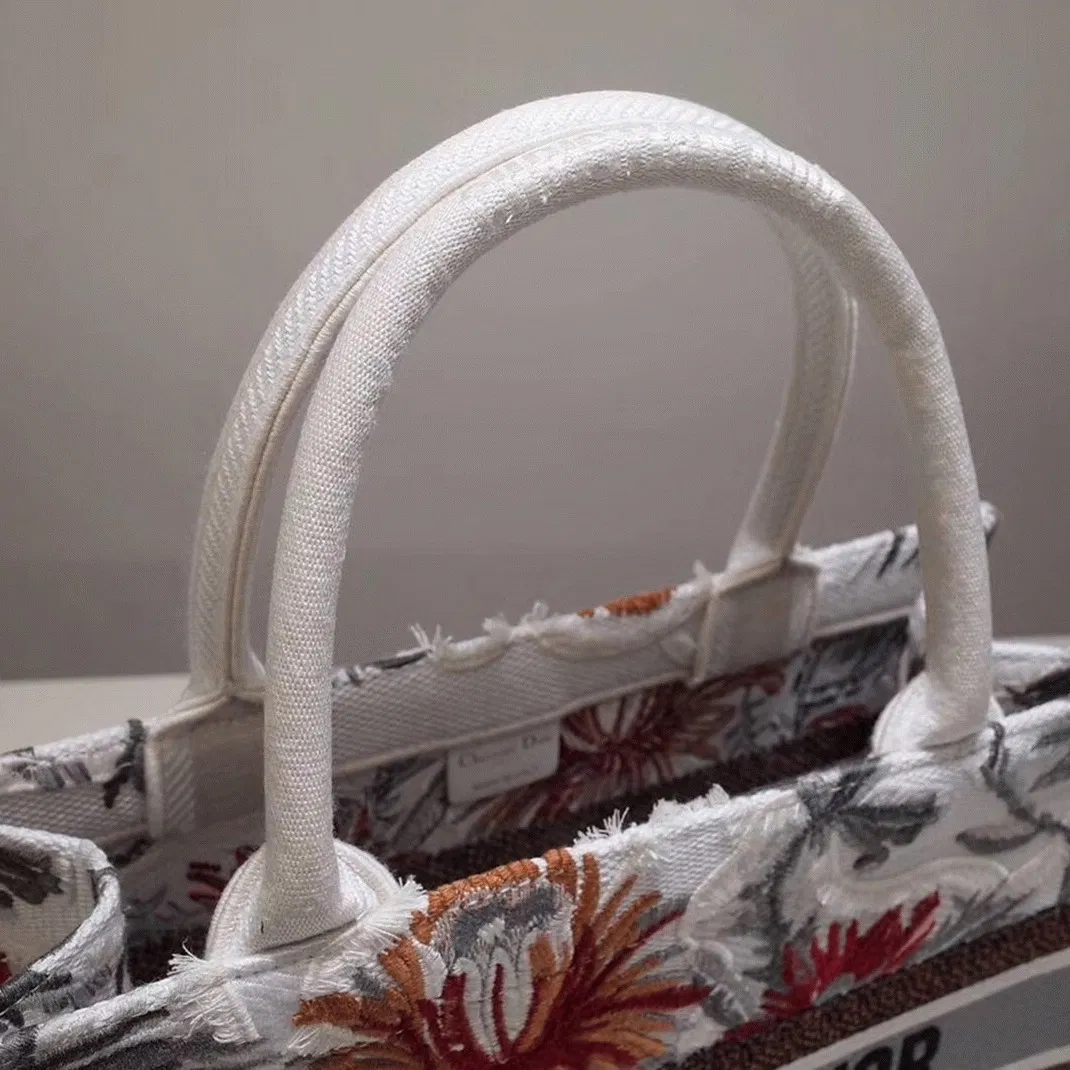 Dior Medium Book Tote in White Camouflage with Multicolored — image 4