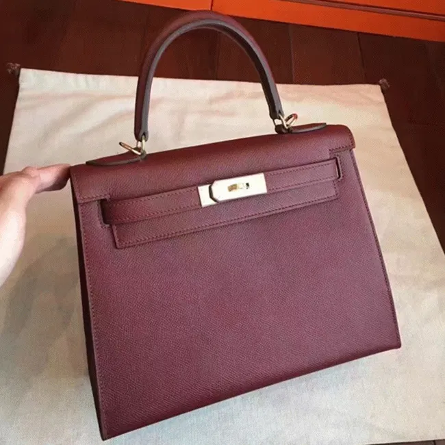 Bordeaux Epsom Copy Hermes Kelly Sellier 28cm Premium Handbag