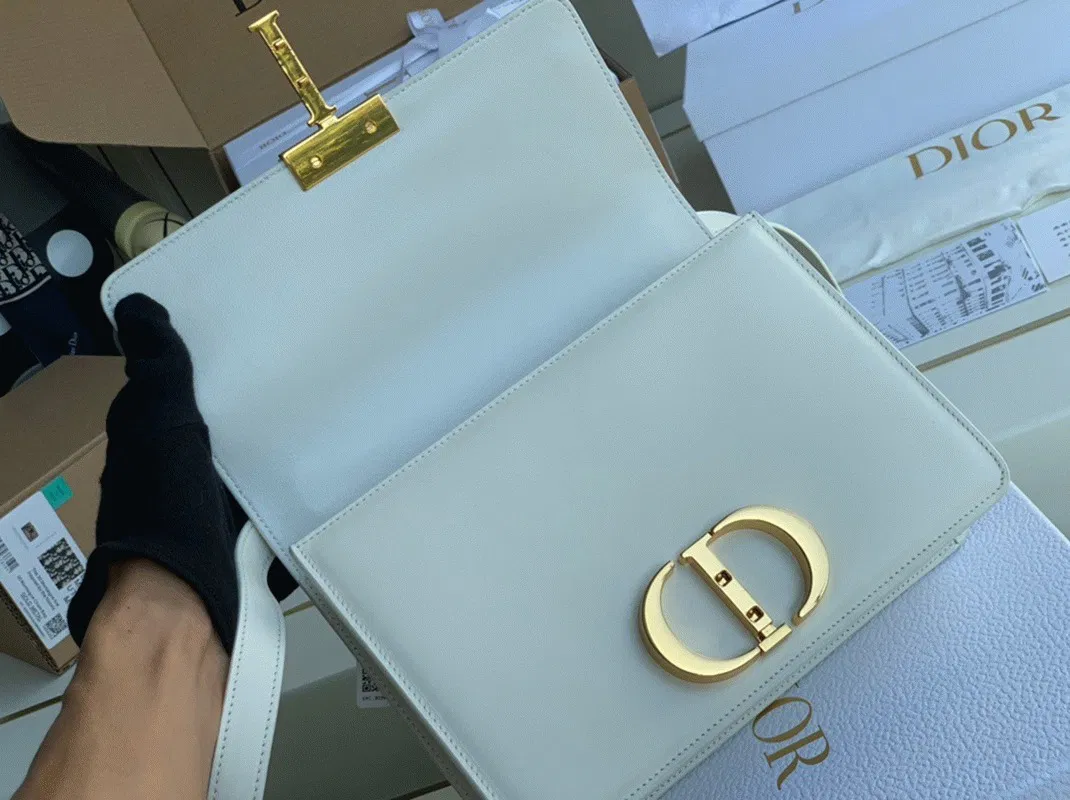 Dior 30 Montaigne Medium Bag in White Box Calfskin — image 5