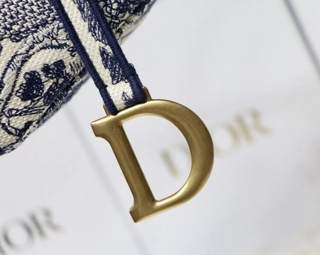Dior Saddle Bag in Blue Toile de Jouy Embroidery — image 5