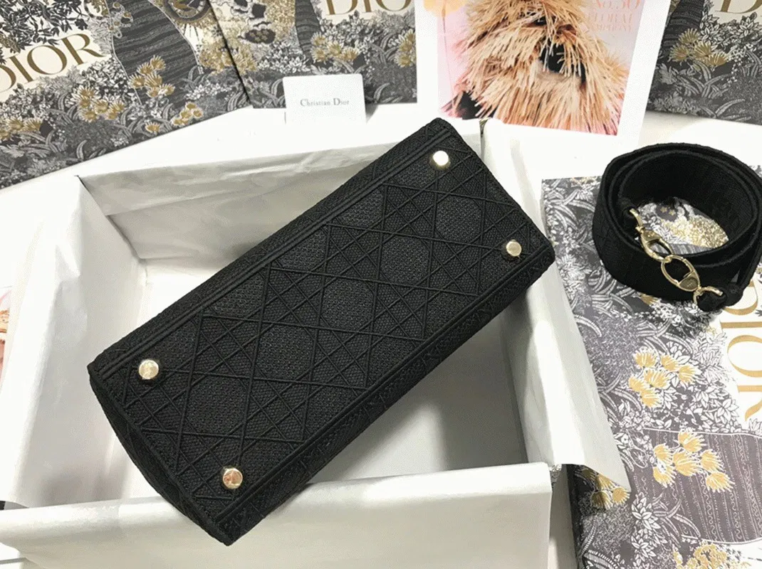 Dior Lady D-Lite Medium Bag in Black Cannage Embroidered Canvas — image 9