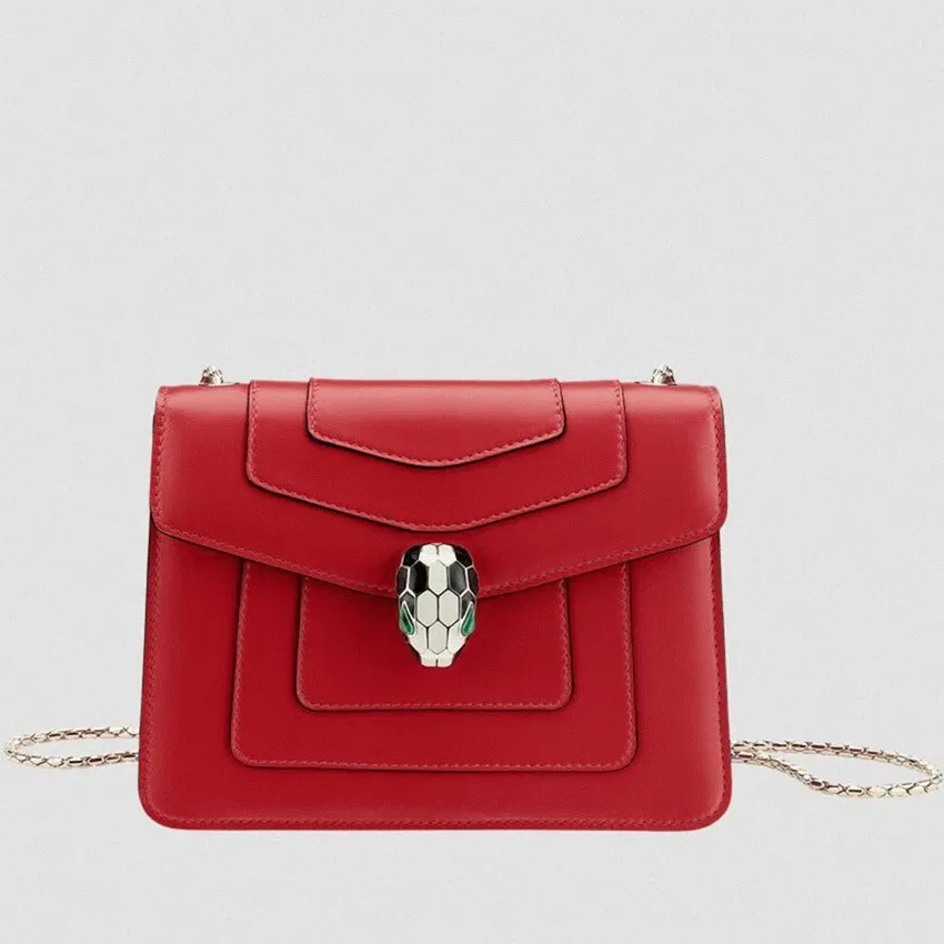Red Leather Bvlgari Serpenti Forever Imitation Small Crossbody Bag