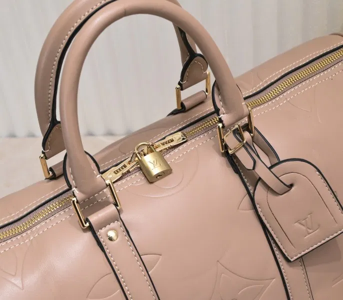 LV Monogram Empreinte Keepall Bandouliere 45 In Tourterelle Gray — image 7