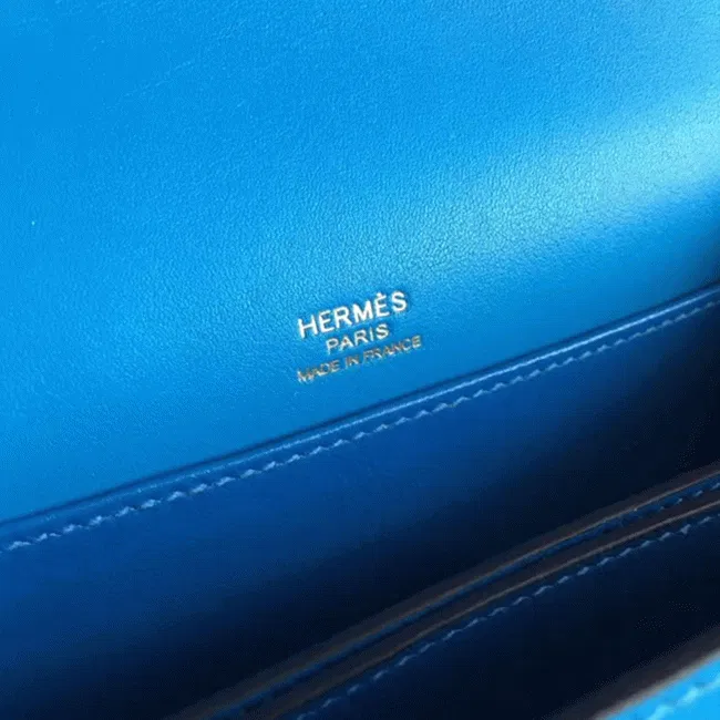 Blue hydra luxury Hermes Mini Sac Roulis handbag — image 8