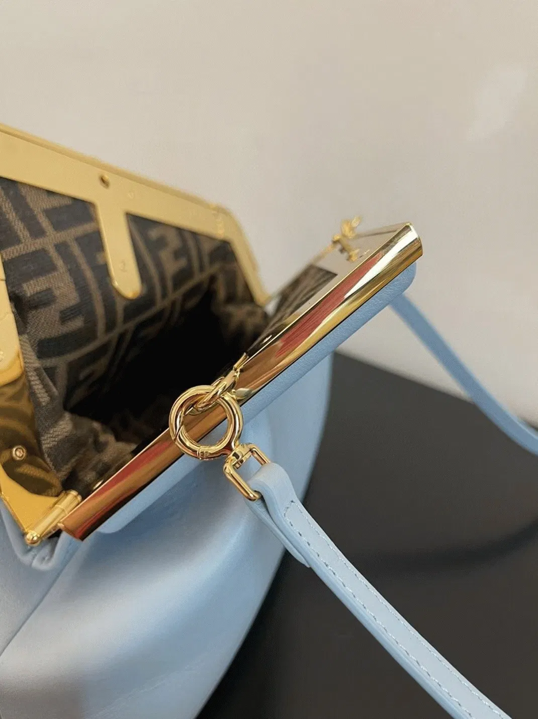 Top Quality Fendi First Medium Bag In Light Blue Nappa Leather — image 10